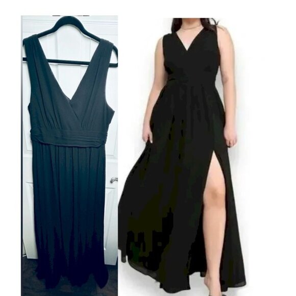 Lulus Thoughts of Hue Black Surplice Maxi Dress Size 1X NWOT - Picture 1 of 13